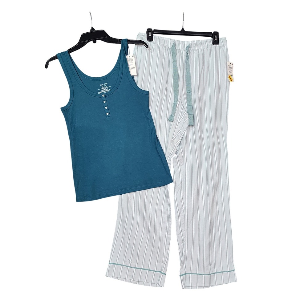 State of Day Intimates Pajama Set Ribbed Tank Striped Pants Loungewear Small